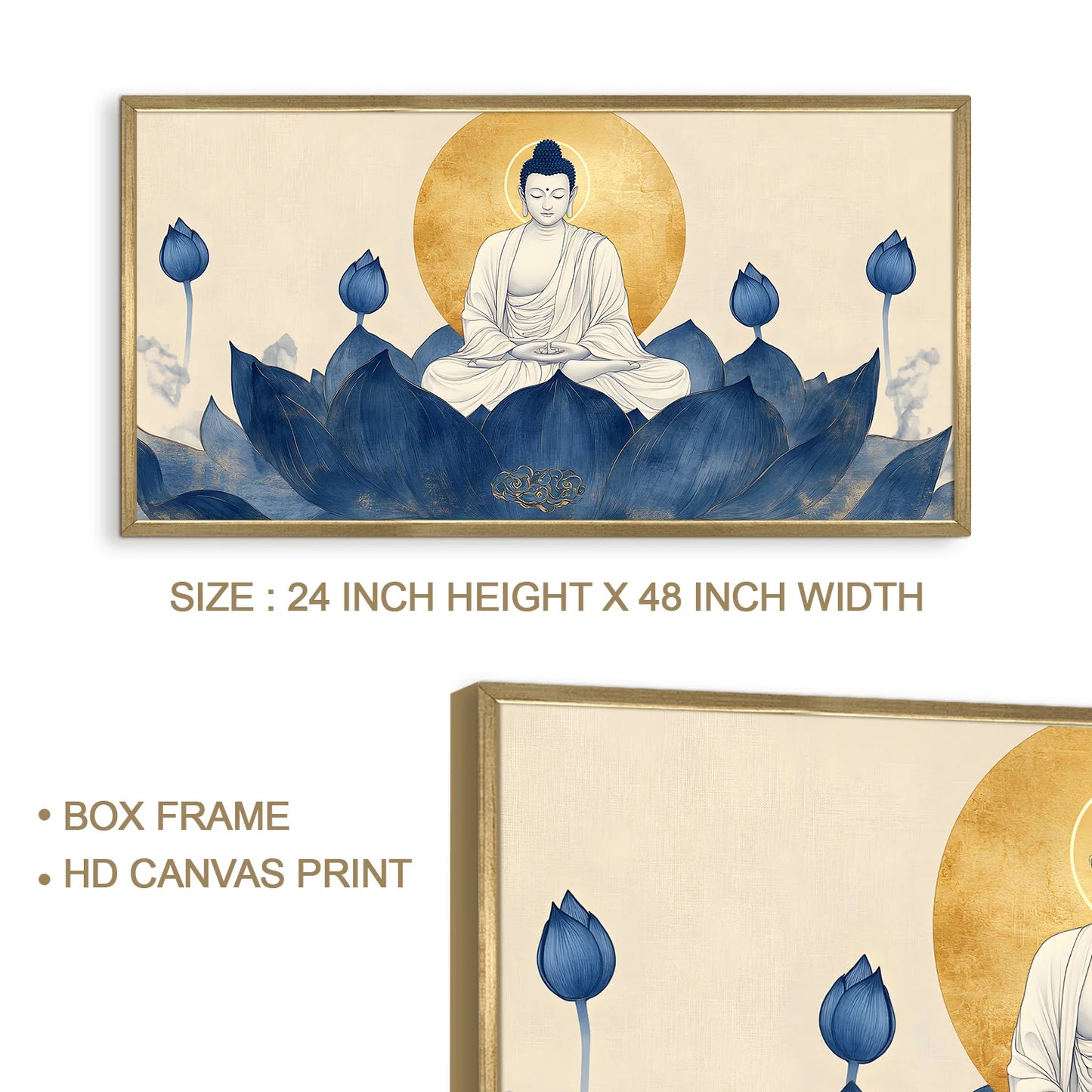 Blue Lotus Buddha Wall Art For Home Decor