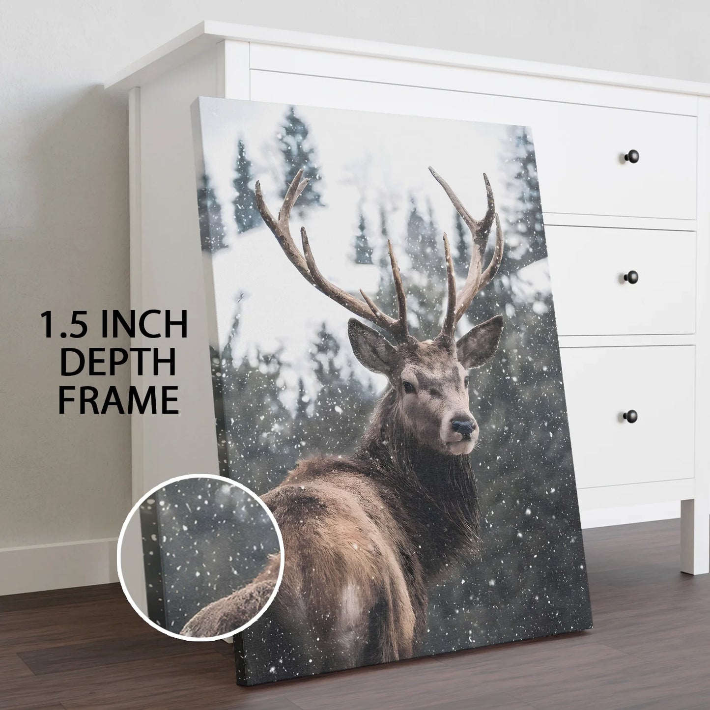 Snow Deer Canvas Wall Art Wildlife