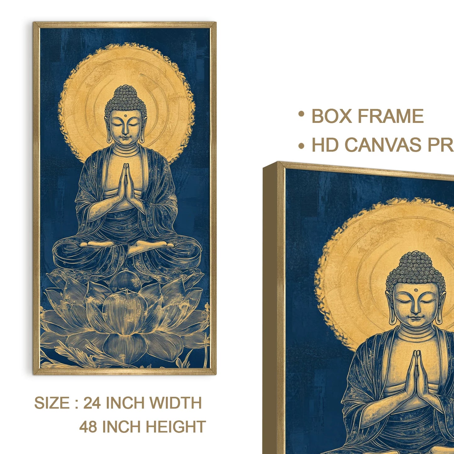 Lord Buddha On Lotus Canvas Wall Painting