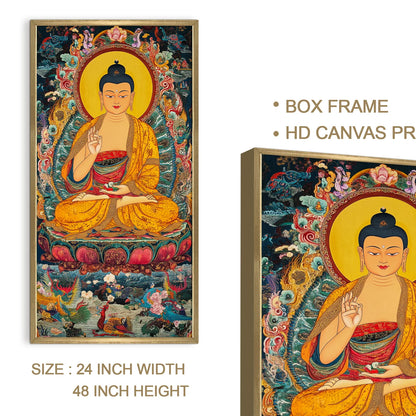 Lord Buddha Meditation Colourful Canvas Wall Painting