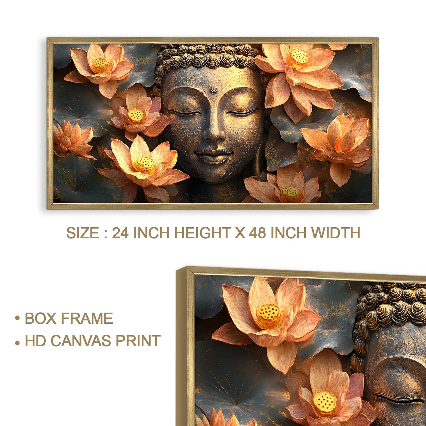 Buddha Floral Canvas Wall Painting For Home Decoration