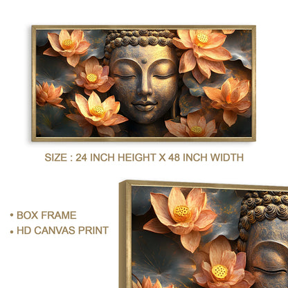 Buddha Floral Canvas Wall Painting For Home Decoration