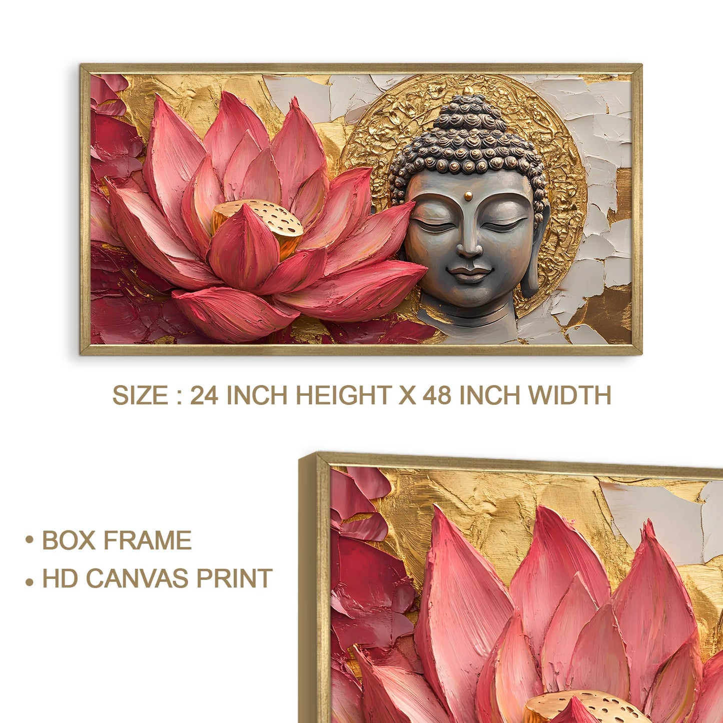Buddha With Red Lotus Wall Canvas Painting For Home Decoration
