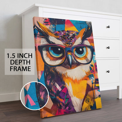The Hipster Owl Wall Art Painting,  Ready to Hang.