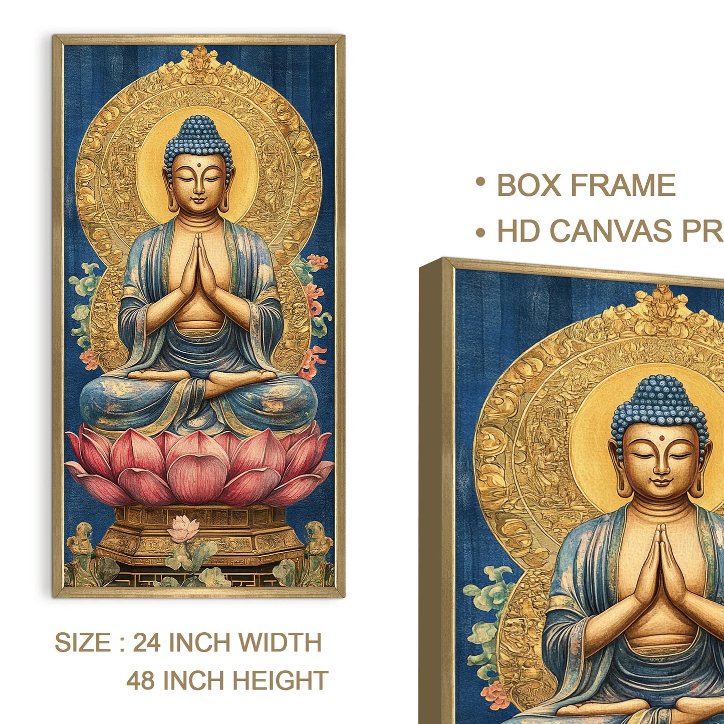 Lord Buddha With Lotus Canvas Wall Painting For Home