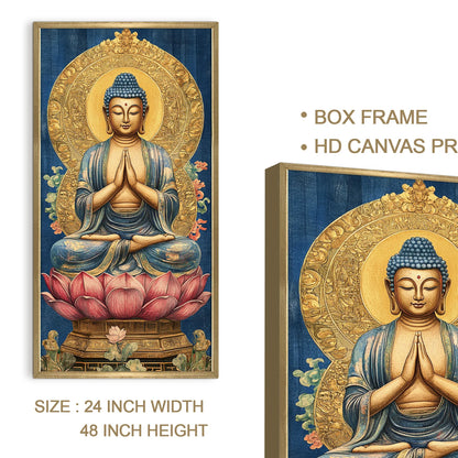 Lord Buddha With Lotus Canvas Wall Painting For Home