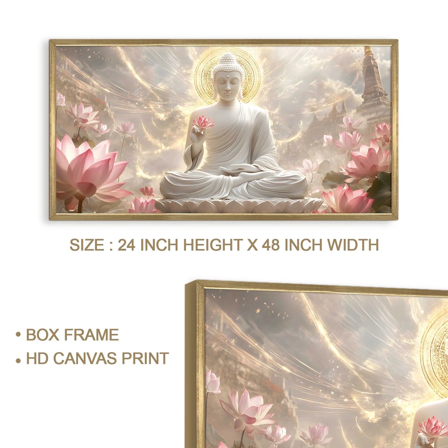 Lord Buddha And Lotus Wall Decor For Bedroom
