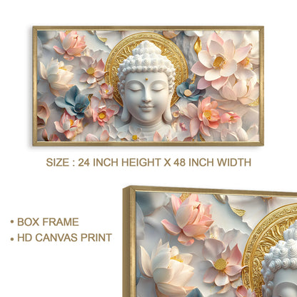 Golden Buddha with Lotus Wall Art
