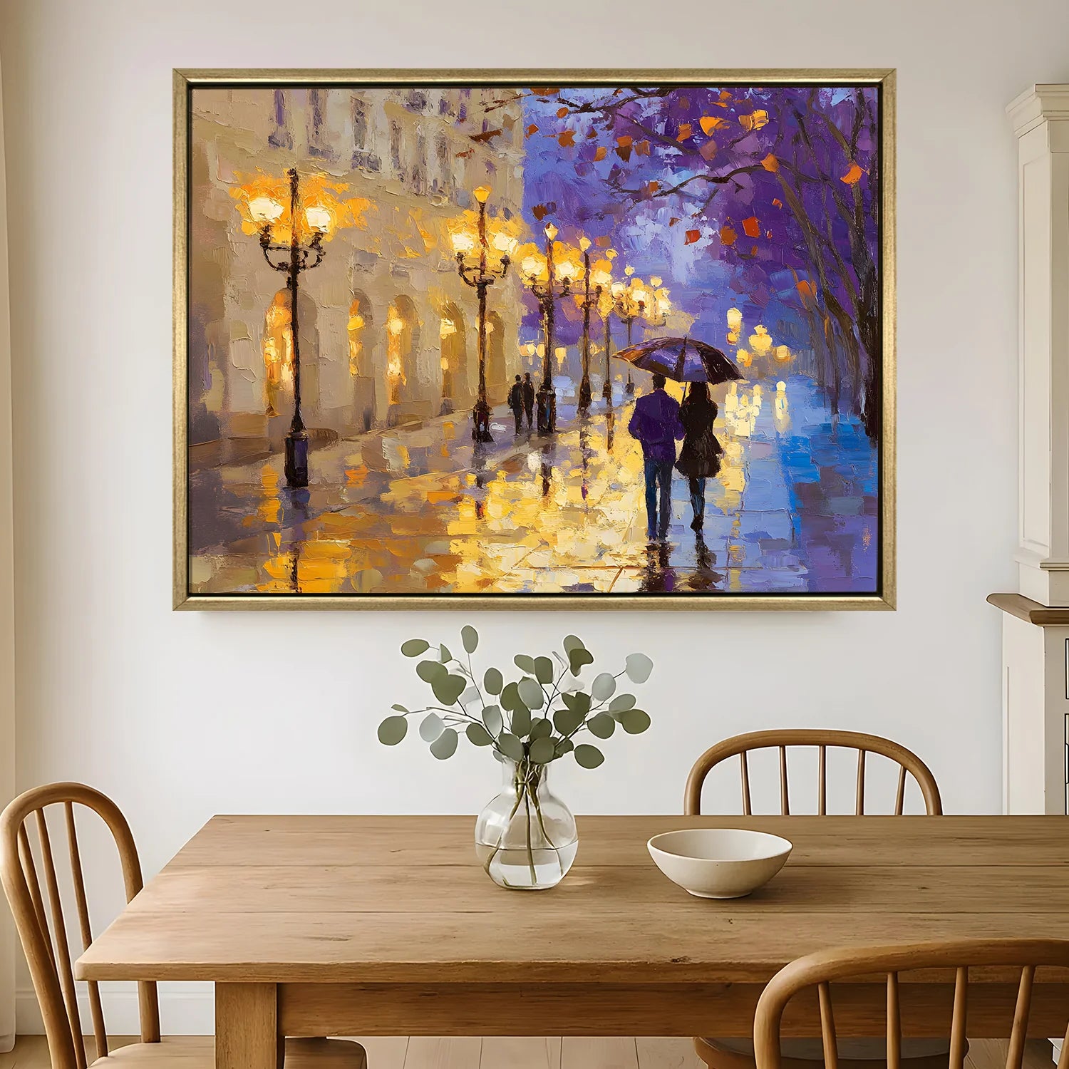Vintage Street Wall Canvas Painting For Cafe