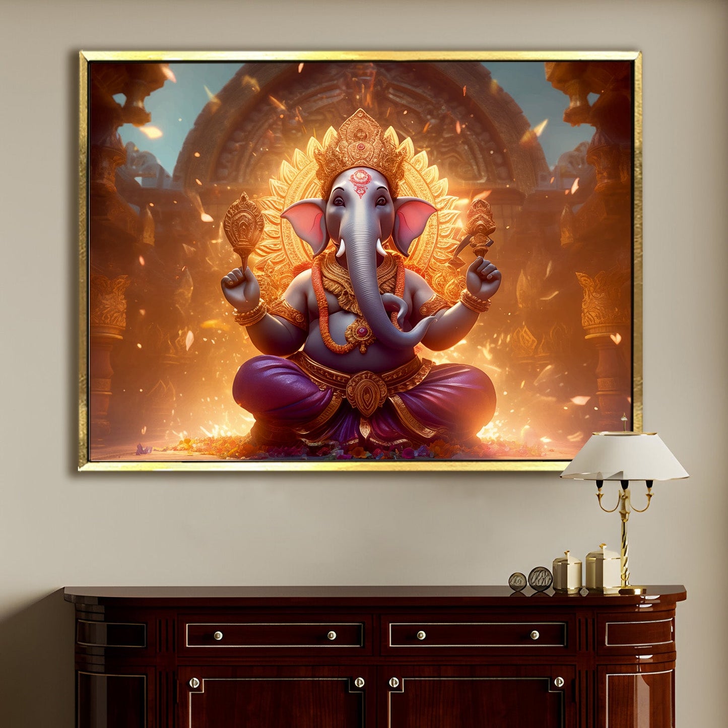 Large sized Lord Ganesha canvas painting for home and office