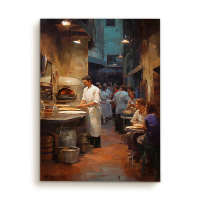 Italian Pizzeria Wall Art – Cozy Restaurant & Chef Scene Canvas