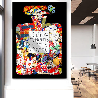 Pop Chanel Bottle canvas wall art painting