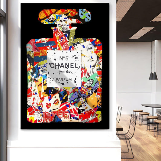 Pop Chanel Bottle canvas wall art painting