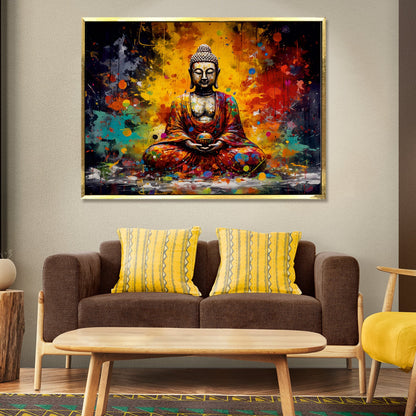 Lord Buddha Meditation Canvas Wall Art For Home And Office Decoration