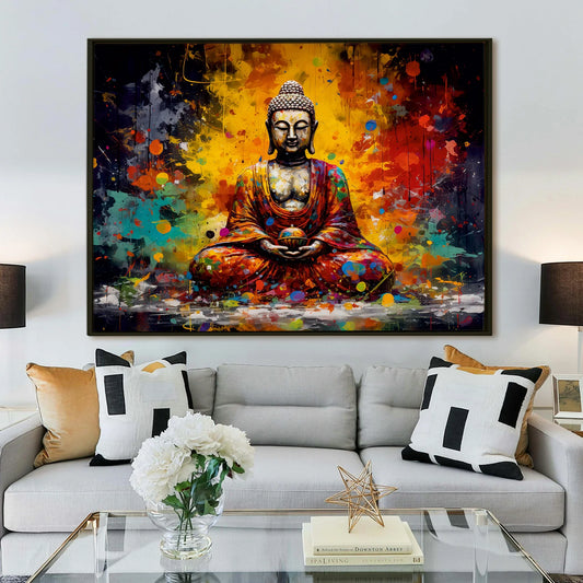 Lord Buddha Meditation Canvas Wall Art For Home And Office Decoration