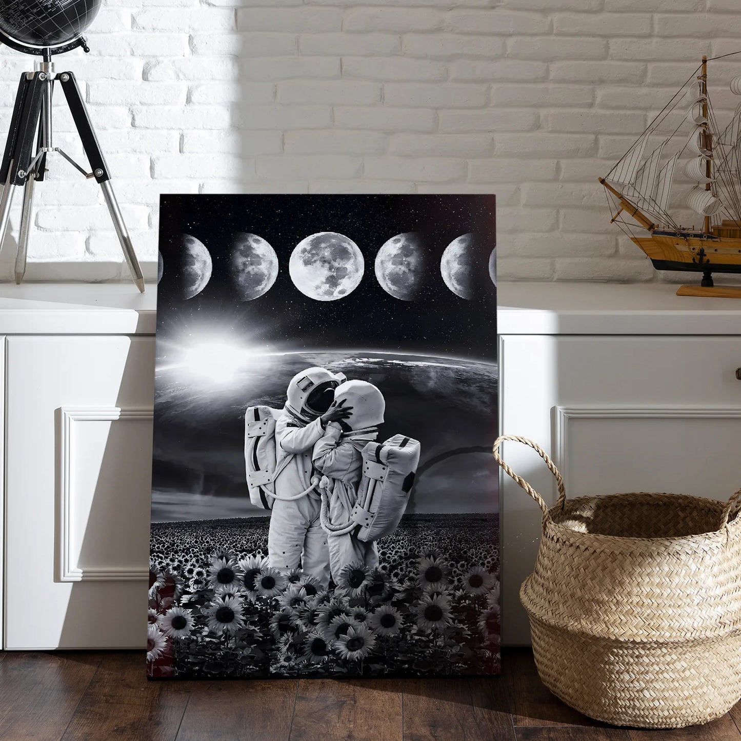 Black and White Space Canvas Wall Art Painting For Home Decor