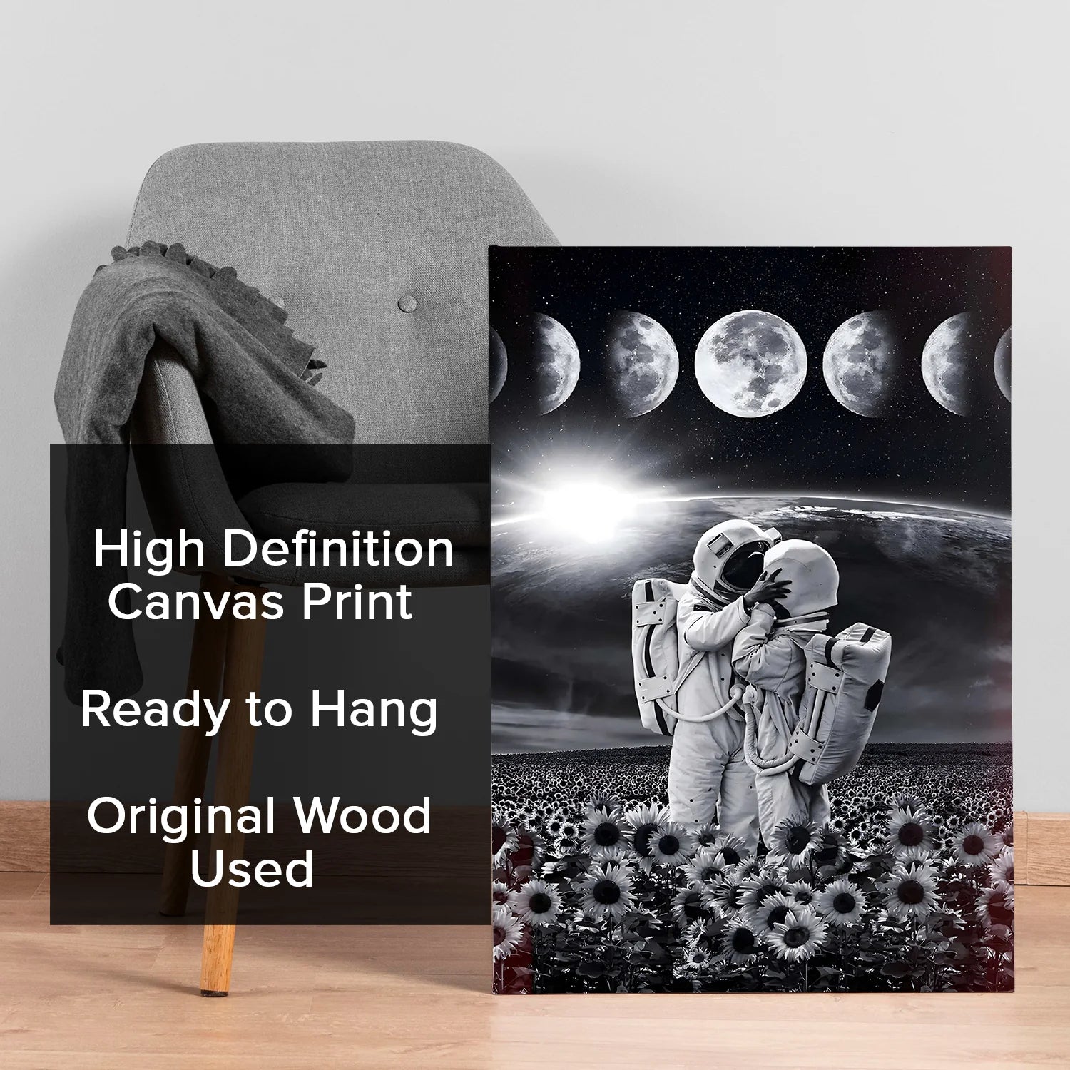 Black and White Space Canvas Wall Art Painting For Home Decor