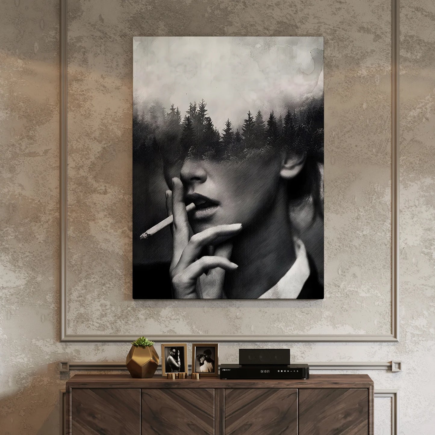 Black and White Woman Canvas Wall Art Painting For Home And Hotel 