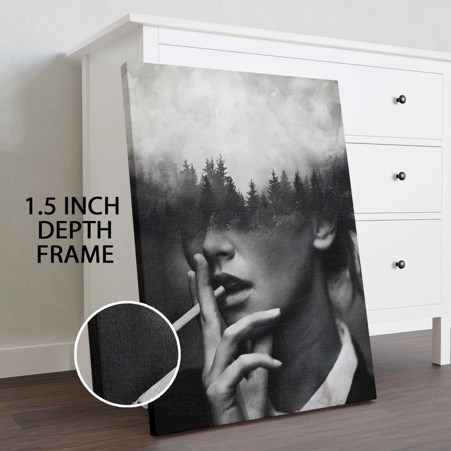 Black and White Woman Canvas Wall Art Painting For Home And Hotel 