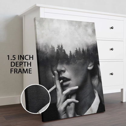 Black and White Woman Canvas Wall Art Painting For Home And Hotel 