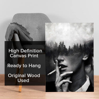 Black and White Woman Canvas Wall Art Painting For Home And Hotel 