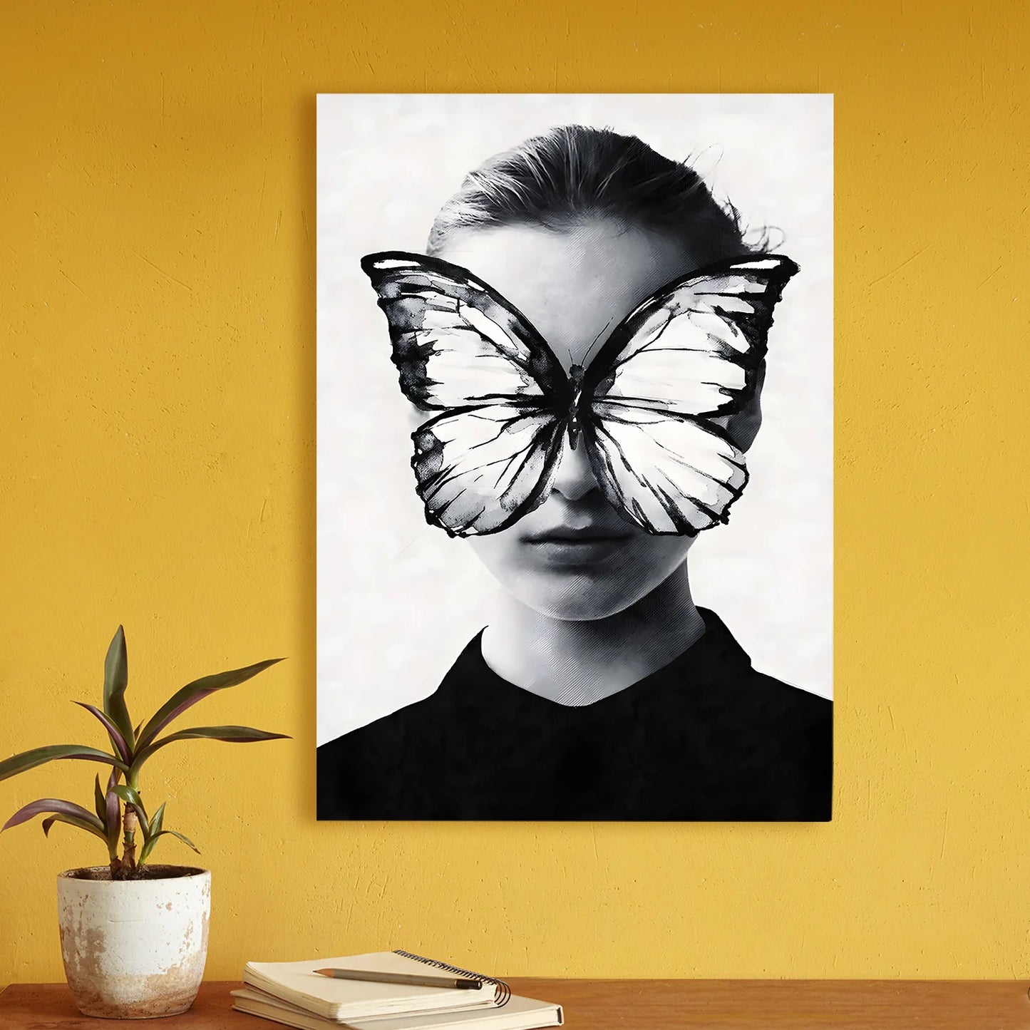 Black and White Woman Canvas Wall Art Painting For Hotel 