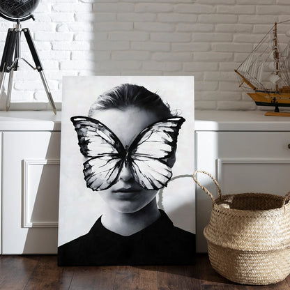 Black and White Woman Canvas Wall Art Painting For Hotel 