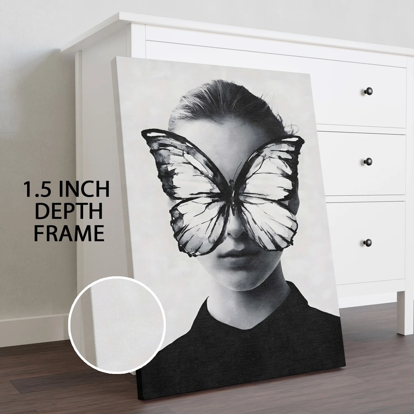 Black and White Woman Canvas Wall Art Painting For Hotel 