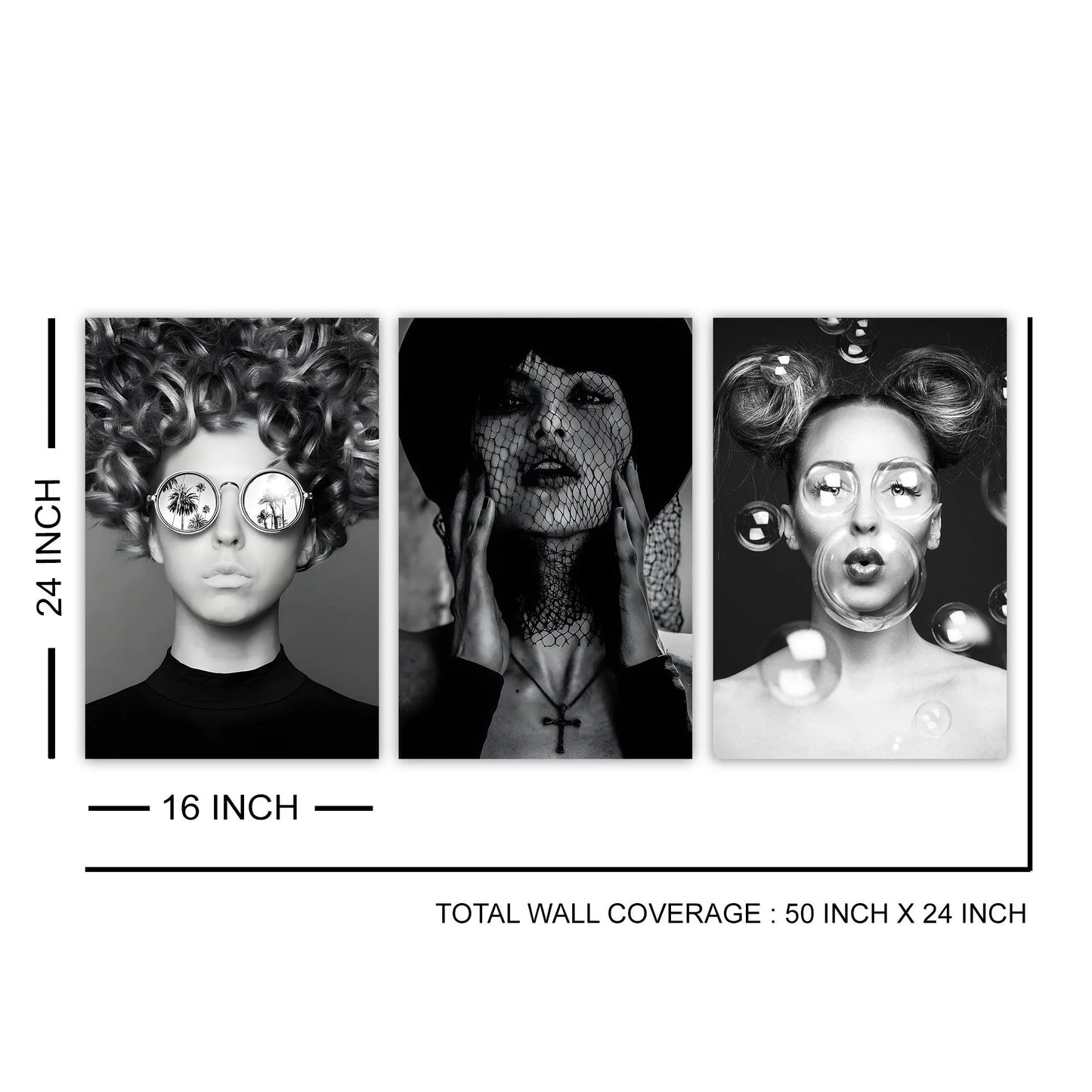 Black and White Woman Canvas Wall Art Painting For Hotel Wall Decoration 