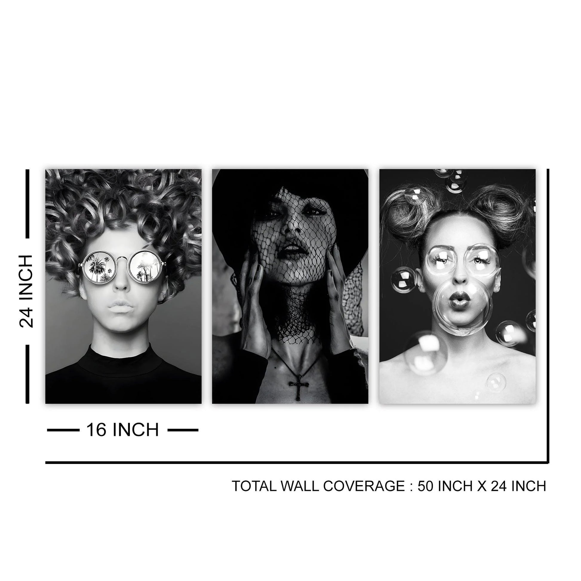 Black and White Woman Canvas Wall Art Painting For Hotel Wall Decoration 