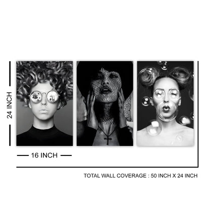 Black and White Woman Canvas Wall Art Painting For Hotel Wall Decoration 