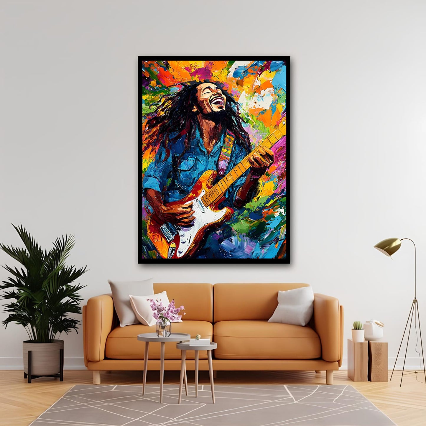 Bob Marley Playing Guitar Canvas Wall Art for Bedroom and Living Room