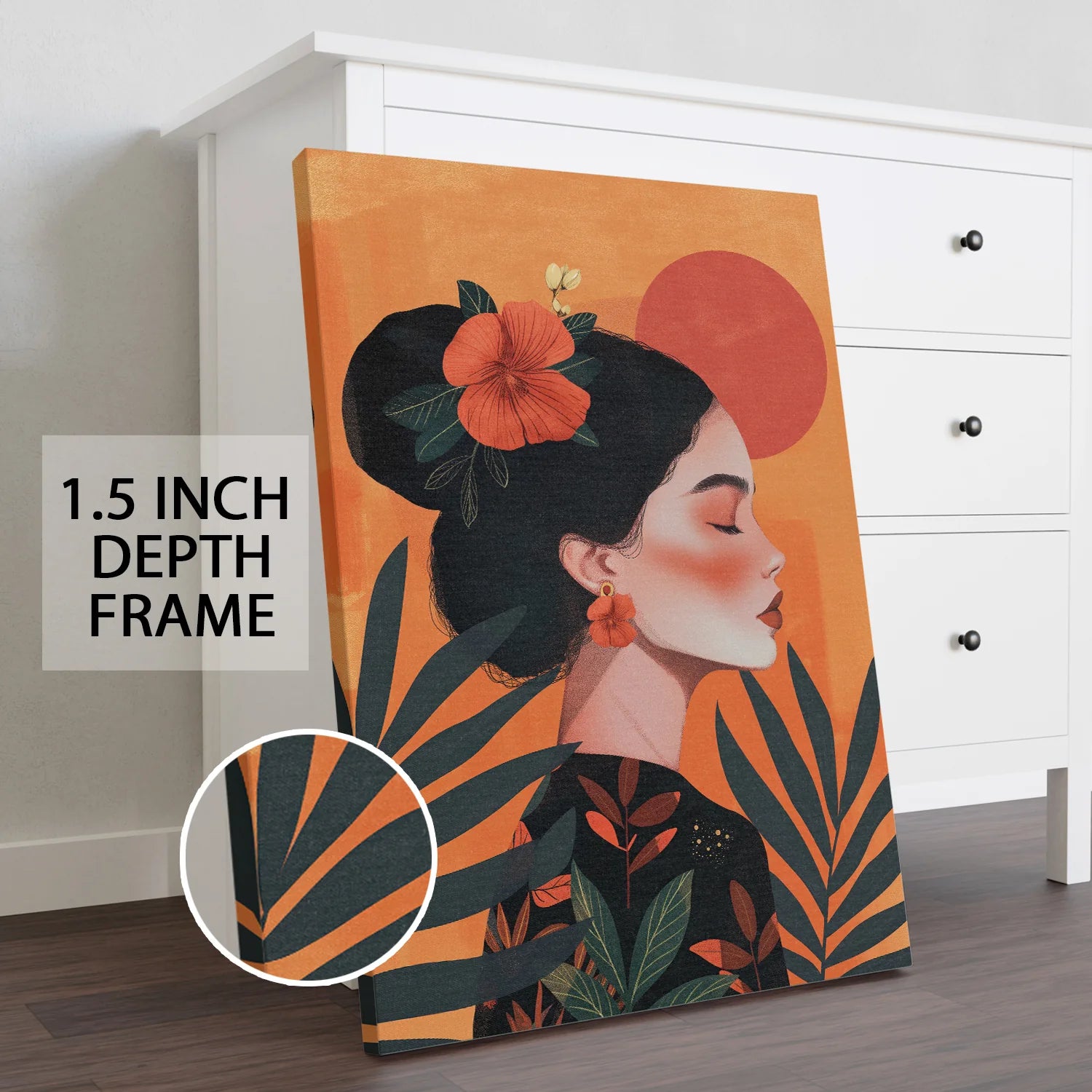 Boho Girl Canvas Wall Art Painting 