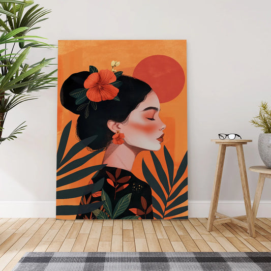 Boho Girl Canvas Wall Art Painting 