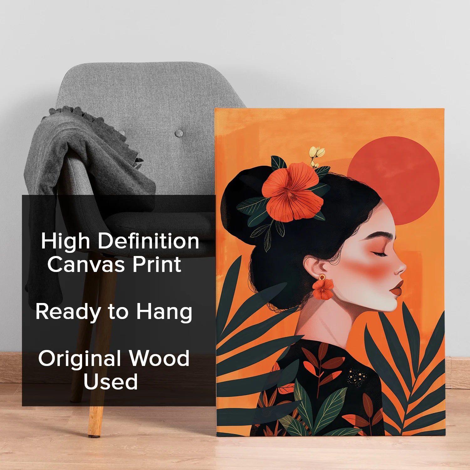 Boho Girl Canvas Wall Art Painting 