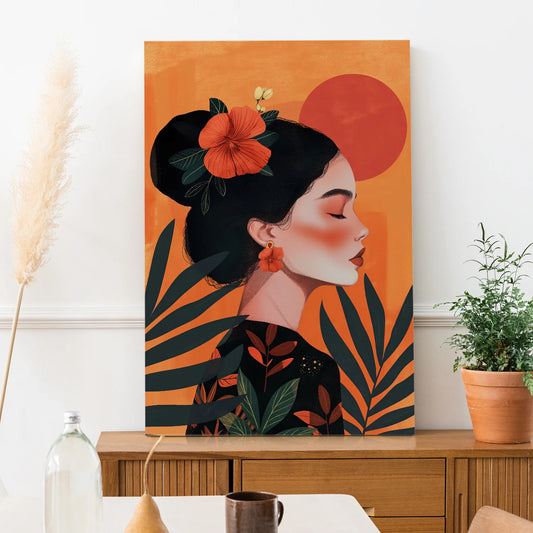 Boho Girl Canvas Wall Art Painting 