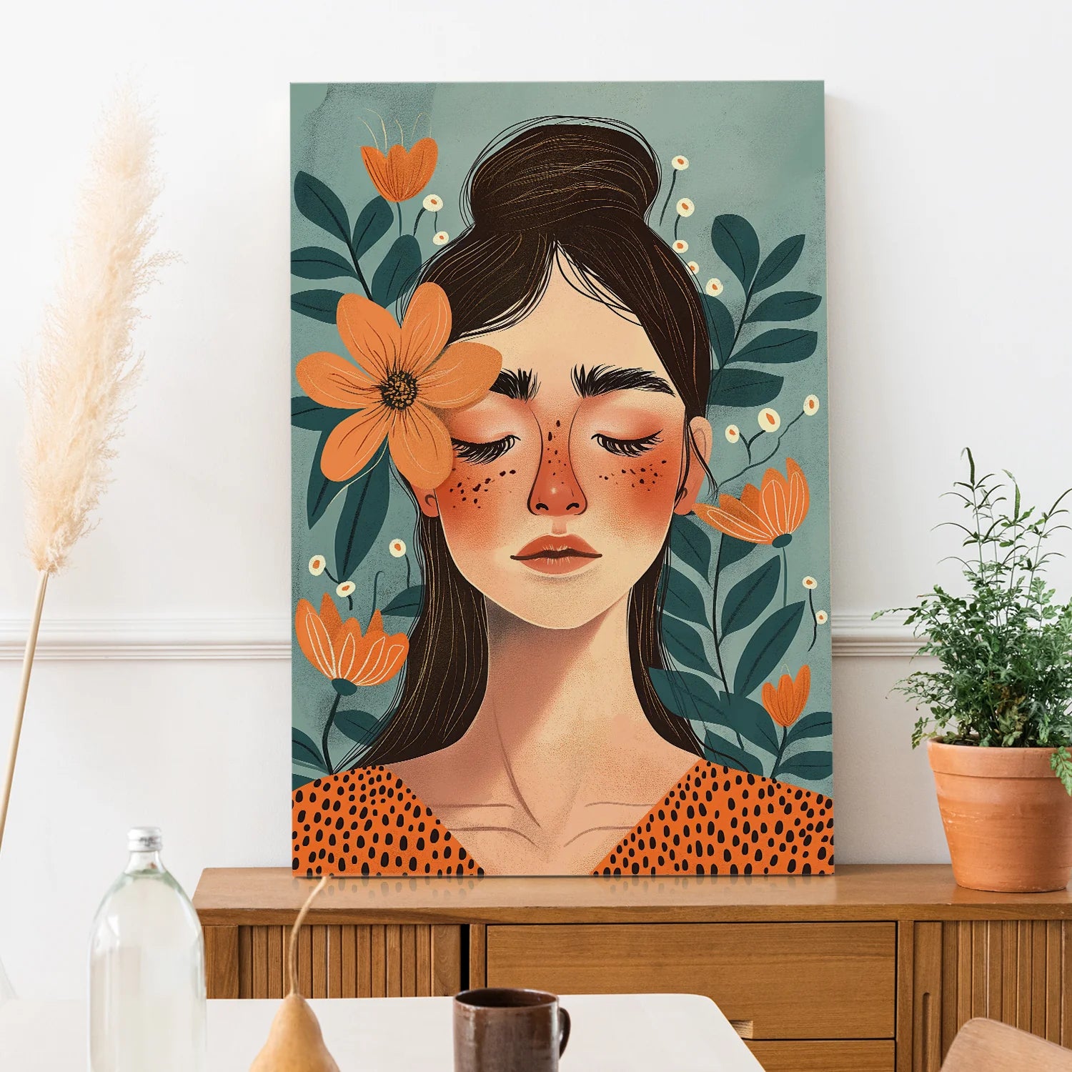 Boho and Chic Girl Canvas Wall Art Painting