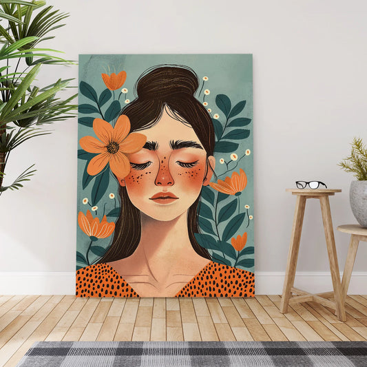 Boho and Chic Girl Canvas Wall Art Painting
