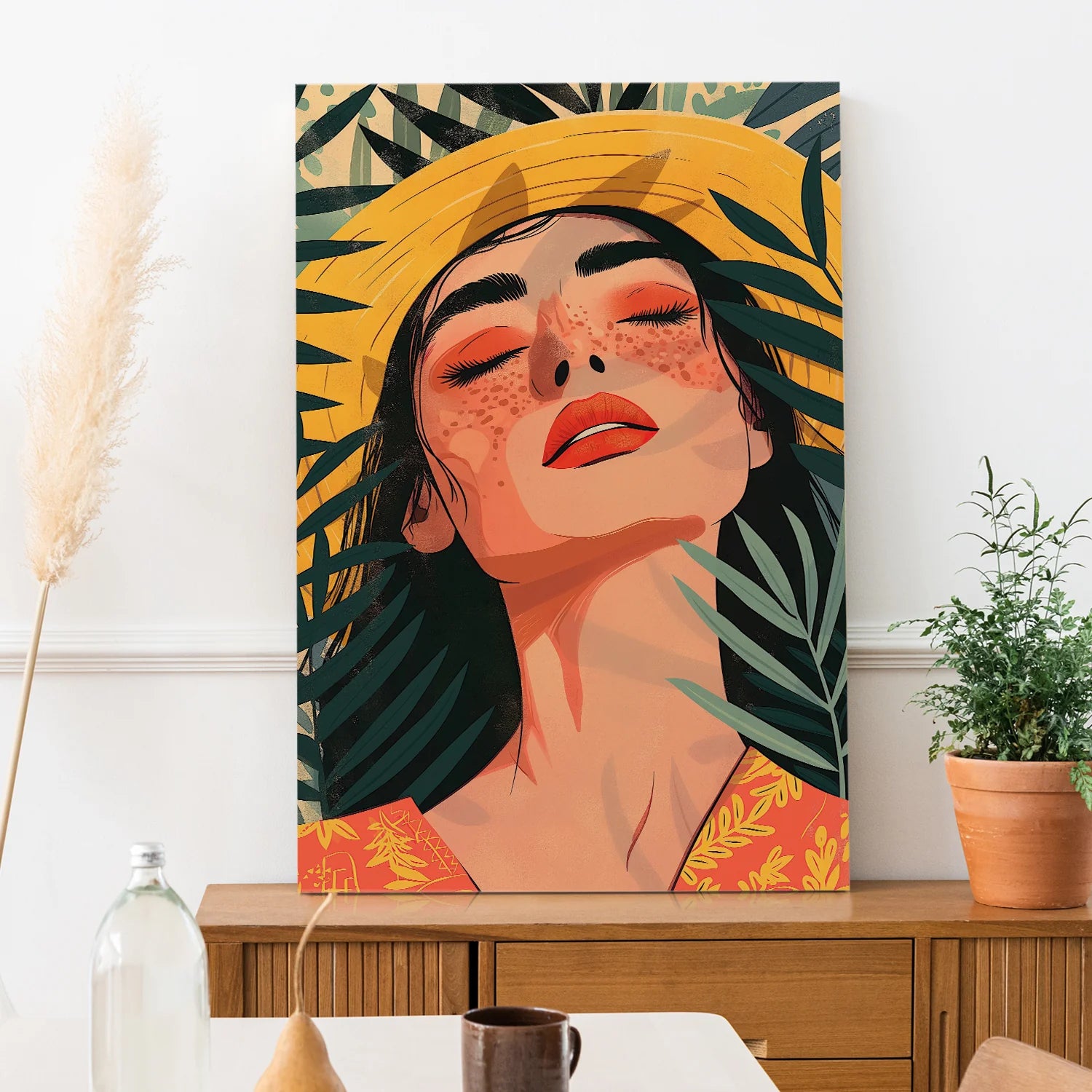 Boho and Chic Girl Canvas Wall Art Painting 
