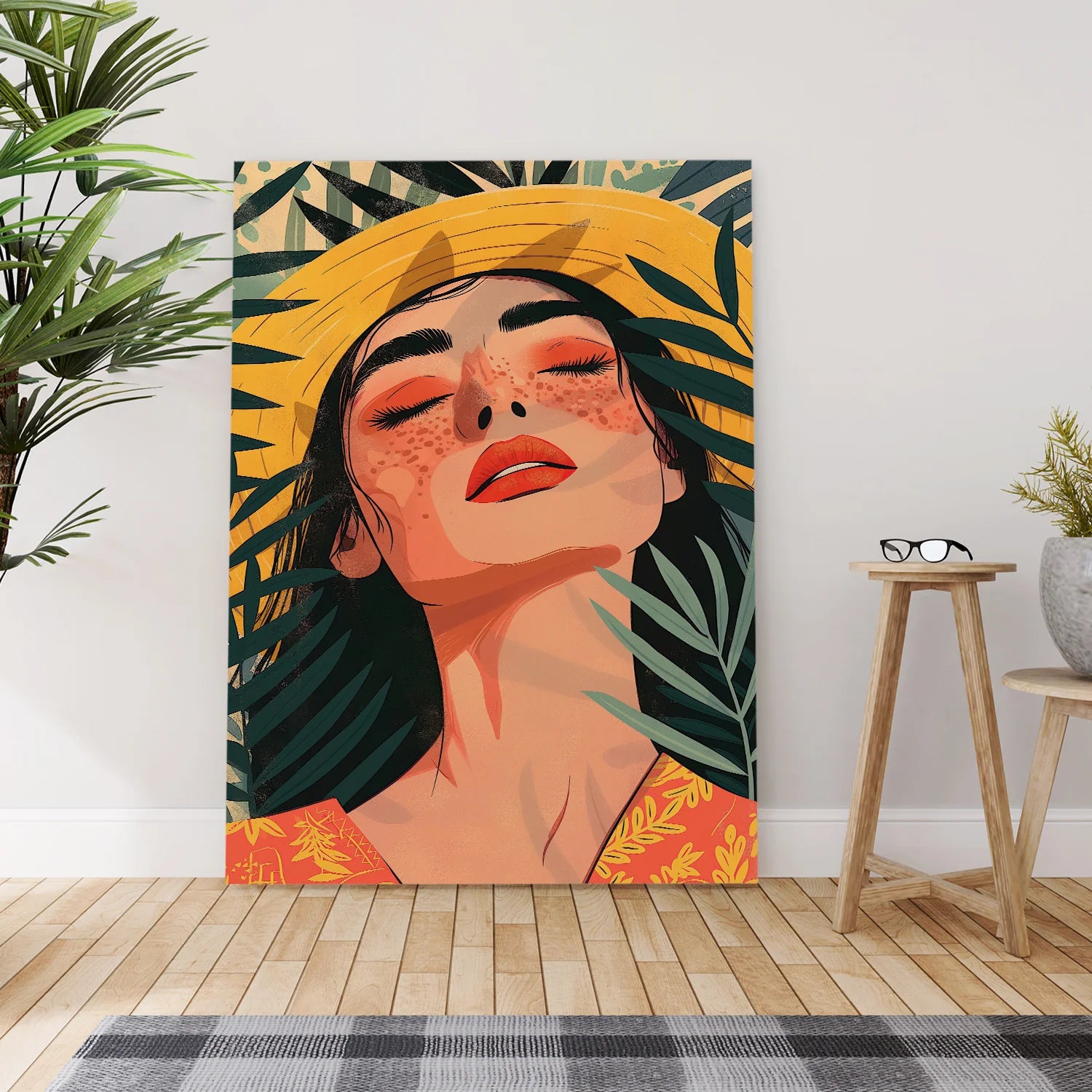 Boho and Chic Girl Canvas Wall Art Painting 