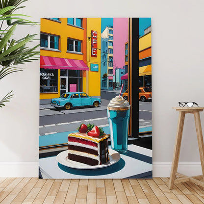 Cafe Corner Canvas Wall Art Painting For Hotel Room Decor