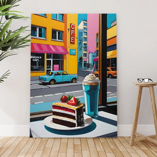 Cafe Corner Canvas Wall Art Painting For Hotel Room Decor