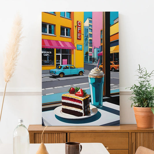 Cafe Corner Canvas Wall Art Painting For Hotel Room Decor