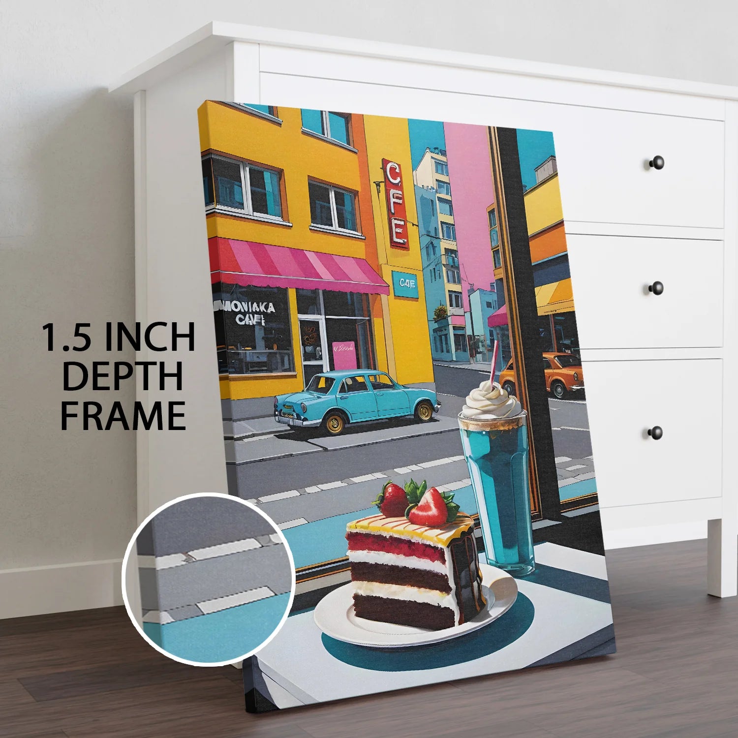 Cafe Corner Canvas Wall Art Painting For Hotel Room Decor