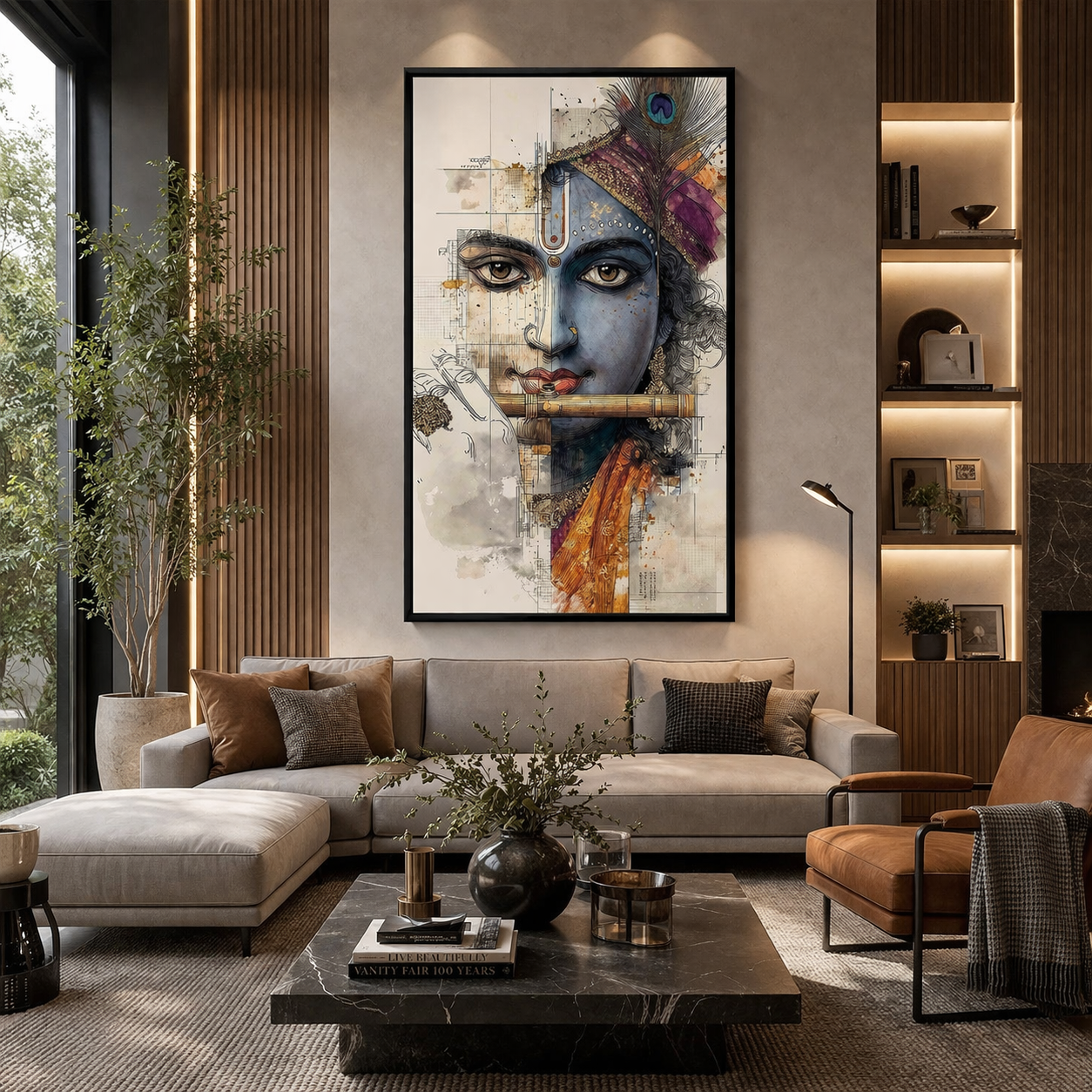 Divine Lord Krishna Canvas Wall Art for Peaceful Home Decor