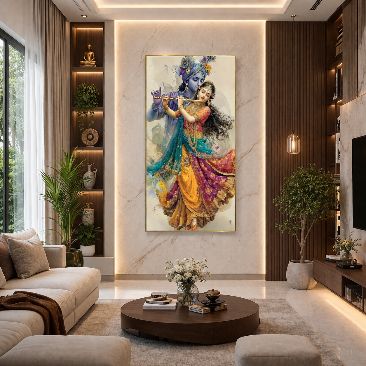 Elegant Lord Krishna Canvas Painting for Spiritual Home Decor