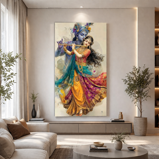 Elegant Lord Krishna Canvas Painting for Spiritual Home Decor