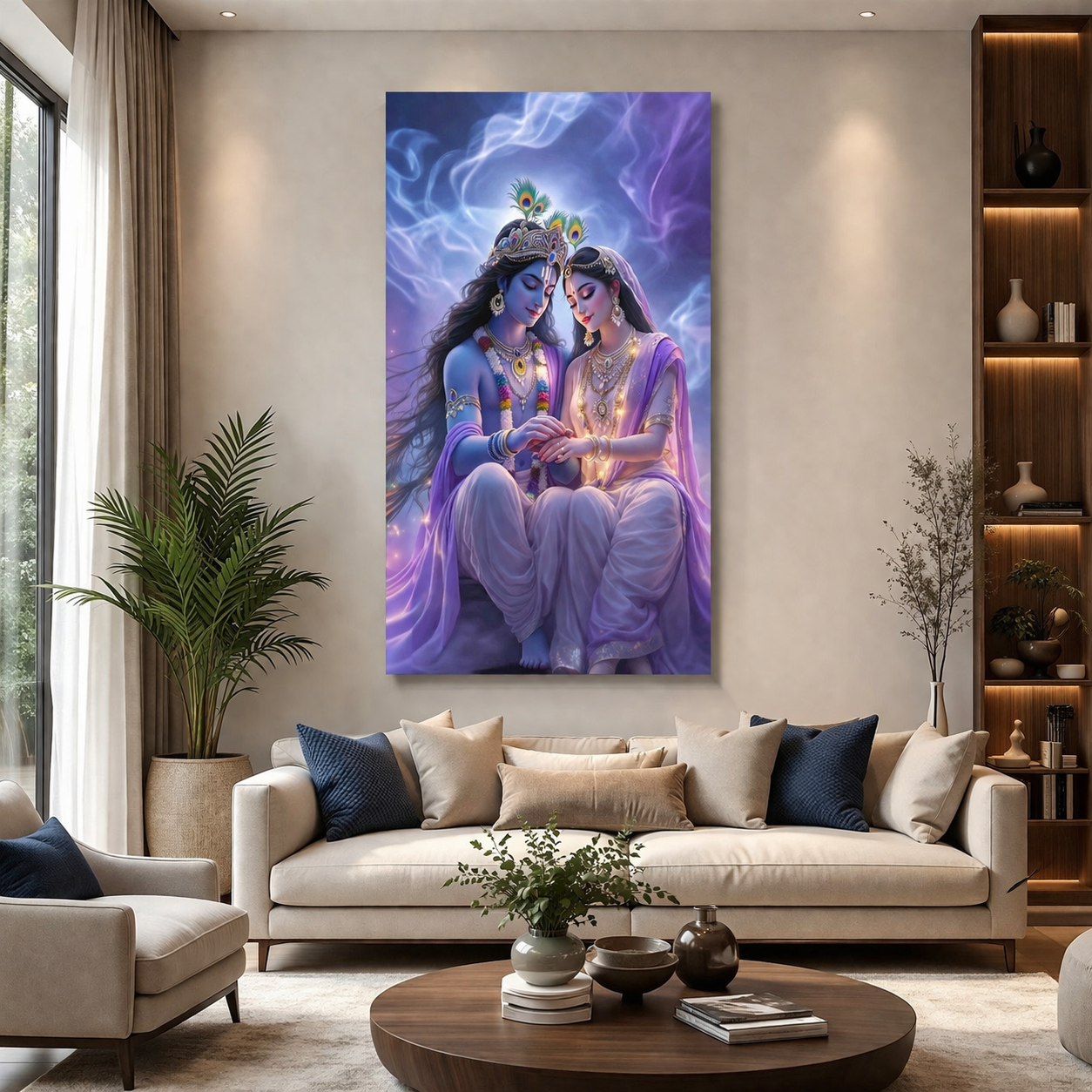 Romantic Radha Krishna Canvas Wall Art for Elegant Home Decor