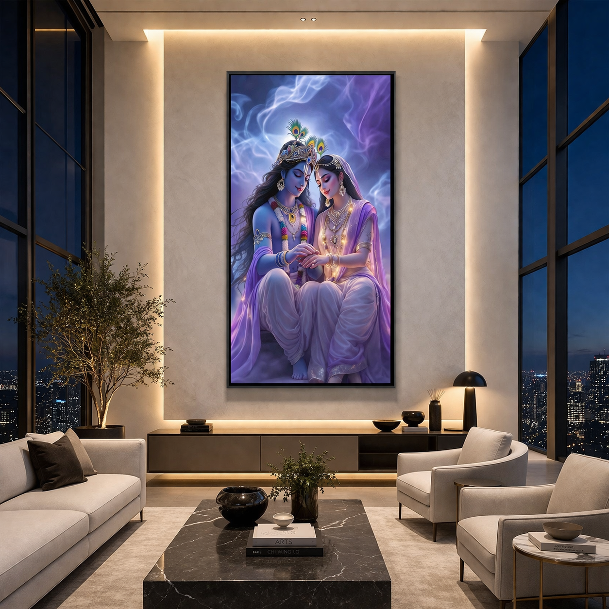 Romantic Radha Krishna Canvas Wall Art for Elegant Home Decor