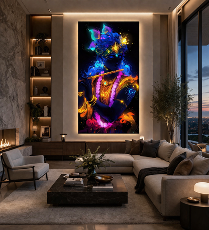 Divine Lord Krishna Canvas Print Wall Art for Home Decor
